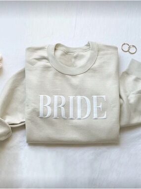 SHEIN Cream "BRIDE" Pullover Sweatshirt